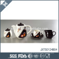 Ensemble de thé en porcelaine 15pcs avec décalque en or Ensemble de tasses à thé plaqué or